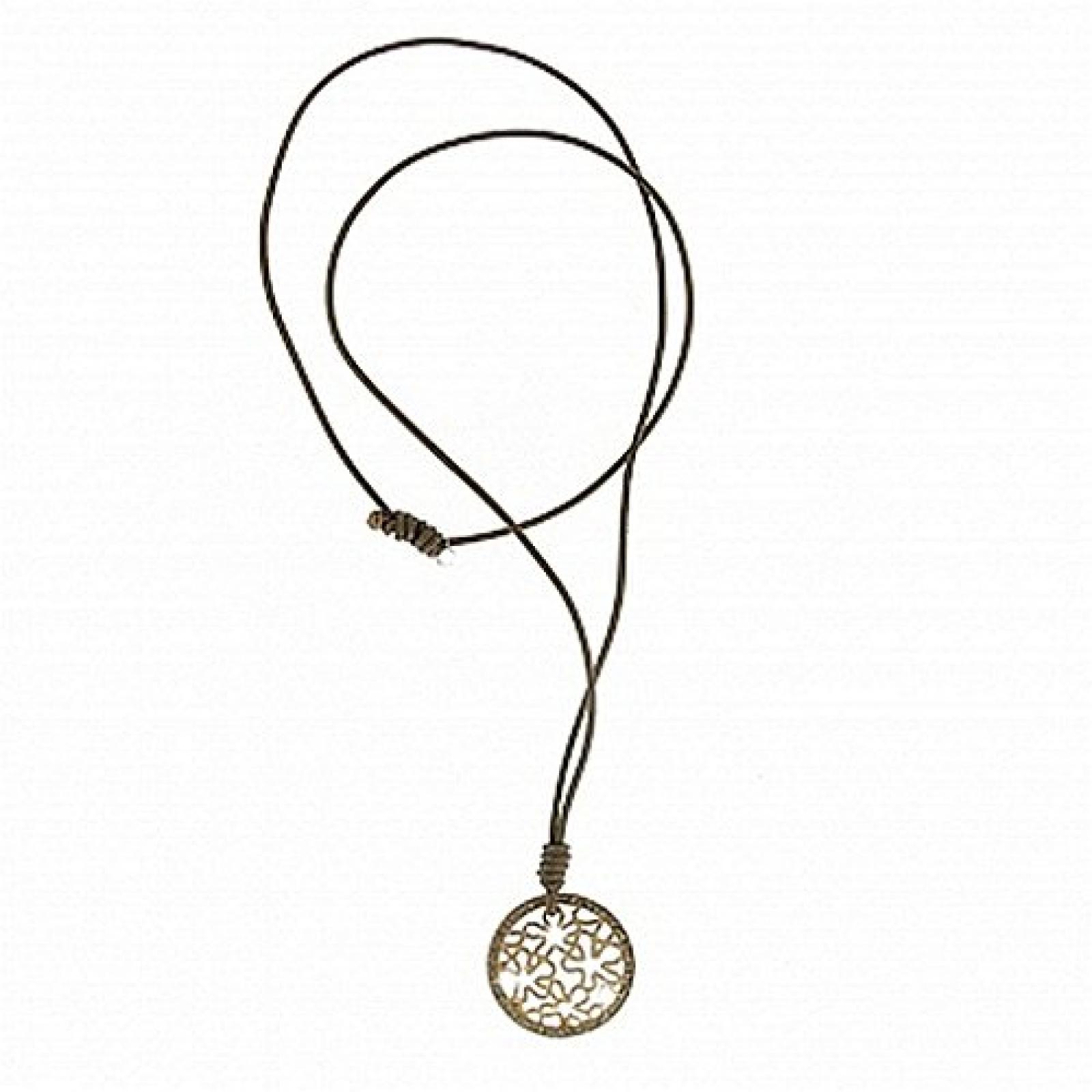 Sweet Deluxe Halskette beige taupe Lederband "NOEMA " mit Statement Ornamentanhänger in gold 